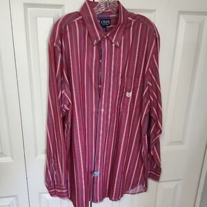 Chaps Burgundy and White Striped Men's Shirt sz L